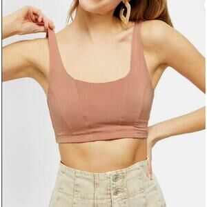 FREE PEOPLE Intimately Be Cool  Corset Seam Pink Clay Scoop neck Bralette Small